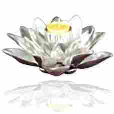 Lotus Shaped Silver Plated Candle Stand