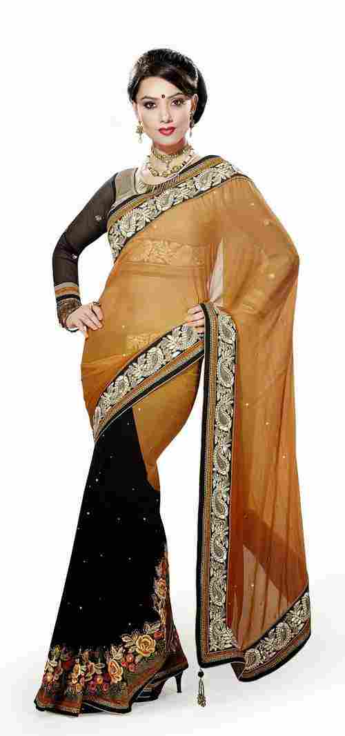 Stylish Stone Worked and Embroidered Saree (3017)