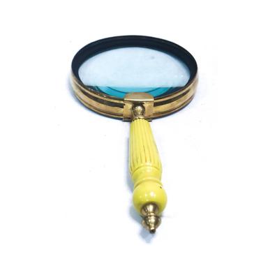 Handmade Brass Magnifying Glass With Yellow Handle