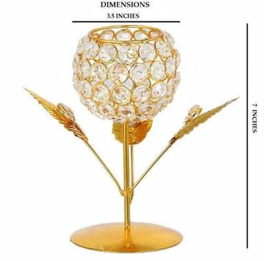 Floral Golden Crystal tea light holder