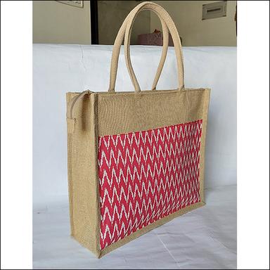 Brown & Pink Cloth Wrap Jute Bag