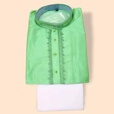 Green-White Mens Designer Kurta Pajama
