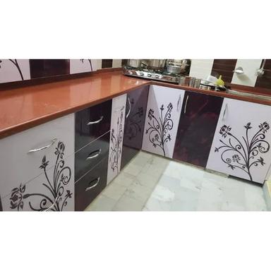 Purple Laminated Kitchen Cabinet