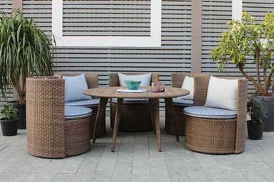 Brown Outdoor Garden Furniture, Table And Chair Set, Rattan Material