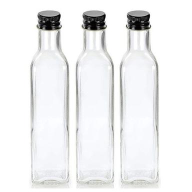Solid Structure Round Shape Plain Transparent Glass Empty Edible Oil Bottles with Screw Cap