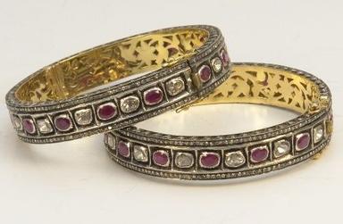 Rosecut Bangles With Ruby & Diamonds