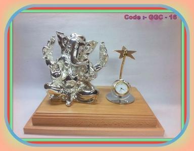 Silver And Golden Silverplated Ganesha With Watch