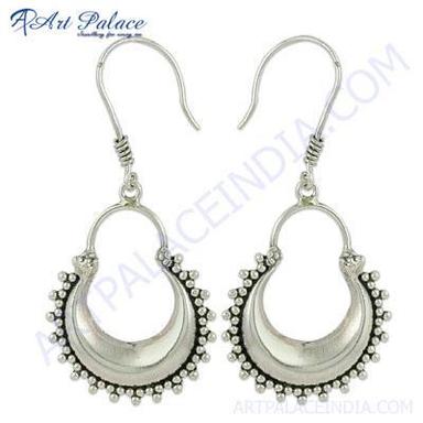 Beautiful Plain Silver Gemstone  Women Earrings