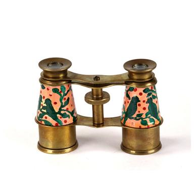 Brown Birds Design Binoculars Antique Brass Binocular With Leather Case Antique Binocular