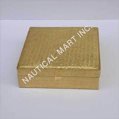 GOLDEN LEATHER WOODEN JEWELRY BOX