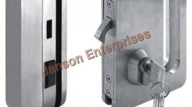 Silver Sliding Door Lock With Strike Plate