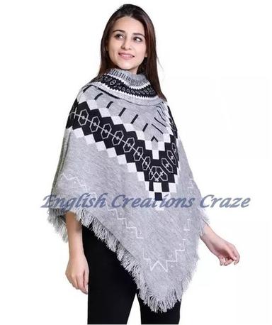 Wool/Cotton Jacquard Poncho Manufacturers Age Group: All