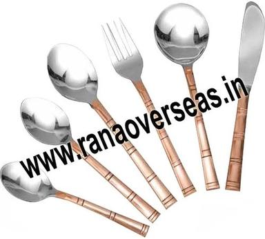 Silver And Copper Brown Cutlery 