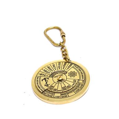 Brass Shiny Nautical 40 Year Calendar Key Ring