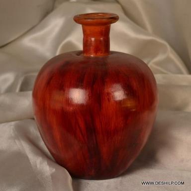 Red Color Glass Flower Vase Decorative Flower Pot Bottom Diameter: 16  Centimeter (Cm)
