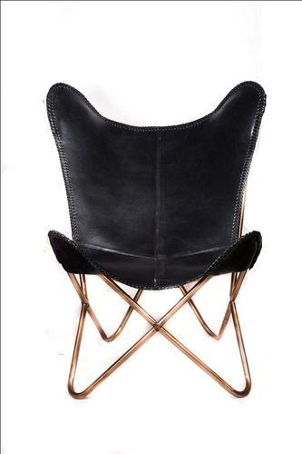 Black Leather Sling Butterfly Chair