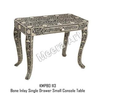 Metal Floral Black & White Bone Inlay Table