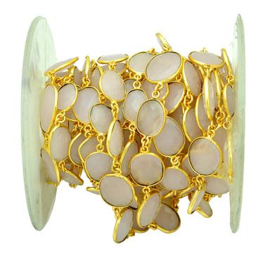 Necklaces Rose Quartz Gold Plated Bezel Chain