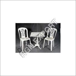 White Metal Table And Chair
