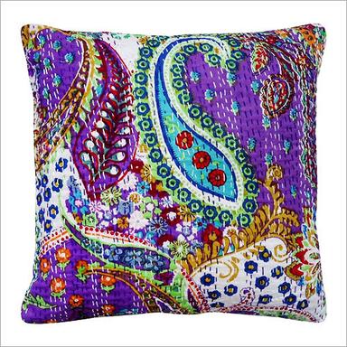 Multicolor Purple Paisley Embroidered Cushion Cover