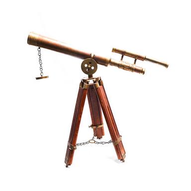 Handmade Antique Finish Double Barrel Brass Telescope With Tripod Stand