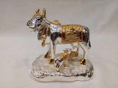 Silver and Gold Plated Cow Statue