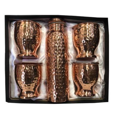 Copperking Copper Gift Set Hammered Bottle With 4 Glass Hardness: Hard