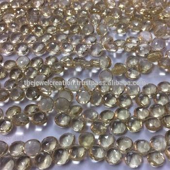 Gray Natural Honey Quartz Micro Faceted Heart Shape Briolette Gemstone Beads