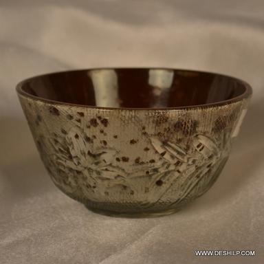 Brown Silver Glass Dinner Table Bowl