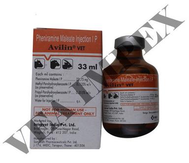 Avilin Vet 33Ml Injection Pheniramine Maleate Ingredients: Chemicals