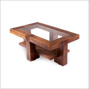 Durable Glass Top Wooden Coffee Table