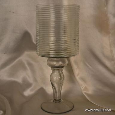 Glass Hurricane Cutting Candle Holder