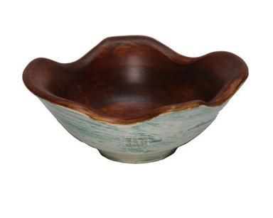 Dark Natural With White Edge Wooden Bowl