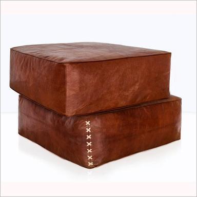 Brown Leather Poufs