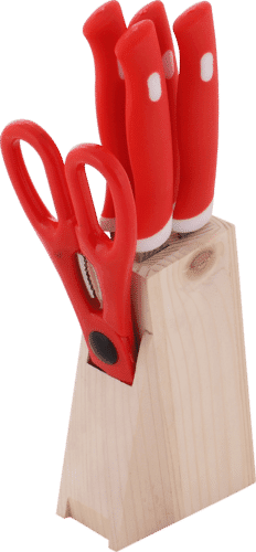 Multiple Wooden 5 Pcs Knives Set With Scissor