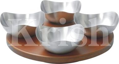 As Per Requirement Opera Bowl With Wooden Revolving Tray- 4 Pcs
