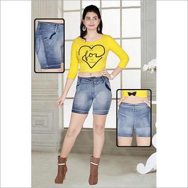 Available In Multiple Color Ladies Washed Denim Shorts