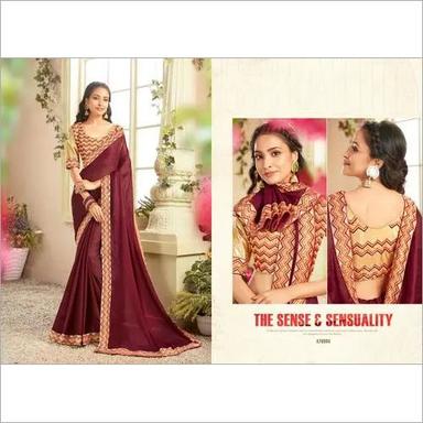 Different Color Available Maroon Chiffon Silk Saree