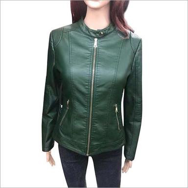 Available In Different Colour Ladies Leather Solid Biker Jacket