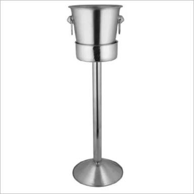 Mirror Finish Wine Bucket With Pipe Stand Ss 22 X 75 Cm