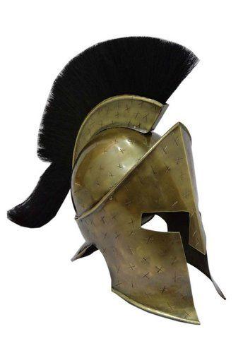 Cross Mark Dark Antique 300 Movie King Leonidas Spartan Helmet With Black Plume Movie Prop Replica Helmet Length: Adult Size