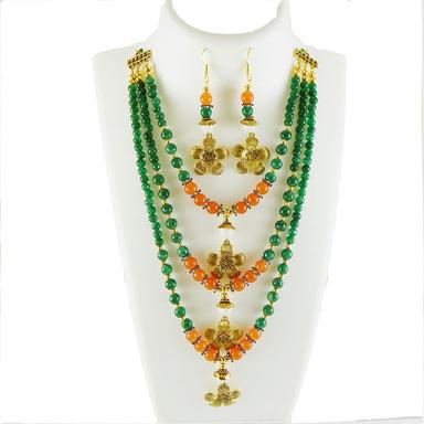 Gemstone GreenÂ Aventurine & Carnelian Beads Necklace Charm Earrings