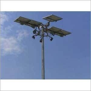 Grey 3 Panel Solar Led Street Light Pole