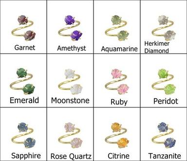 Raw Birthstone Double Prong Set Adjustable Gemstone Ring- Birthstone Ring For Girlfriends And Woman Gender: Unisex