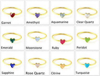 925 Sterling Silver Heart Shape Ring- Birthstone Rings For Girls - Gemstone Fashion Jewelry With 925 Stamp Gender: Children