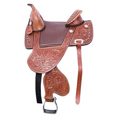 Brown Adult Western Premium Leather Treeless Horse Saddle