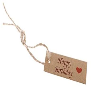 Brown Atmiyamart Happy Birthday Handmade Kraft Tag Birthday Wish Gift Packing Tag Rectangle