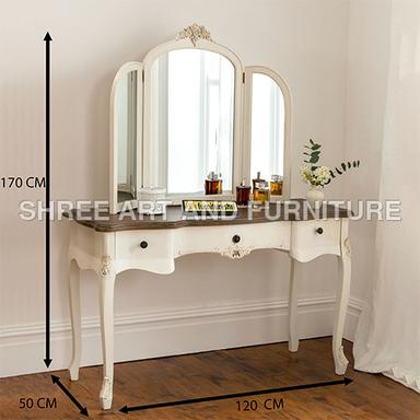 White Fsdt014 Antique French Dressing Table With Mirror