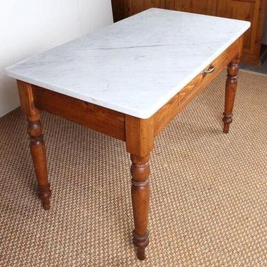 wooden  coffee table with marble top for cafe and restaurant