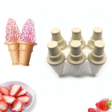 Multi / Off-White 6 Pc Ice Candy Maker Ice Cream Mold Used For Making Ice-Creams In All Kinds Of Places Including Restaurants And Ice-Cream Parlours Etc (6304)